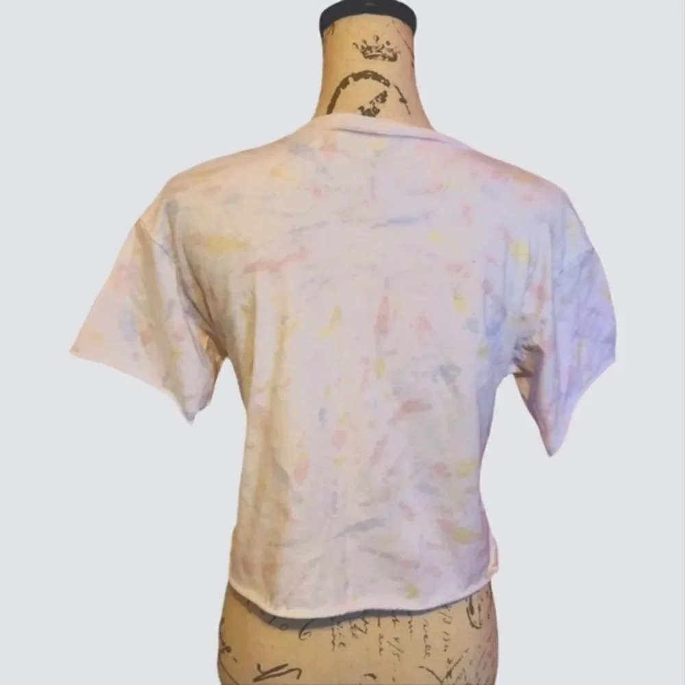 Disney Ladies White Pastel Tie Dye Crop T-Shirt - Size XS